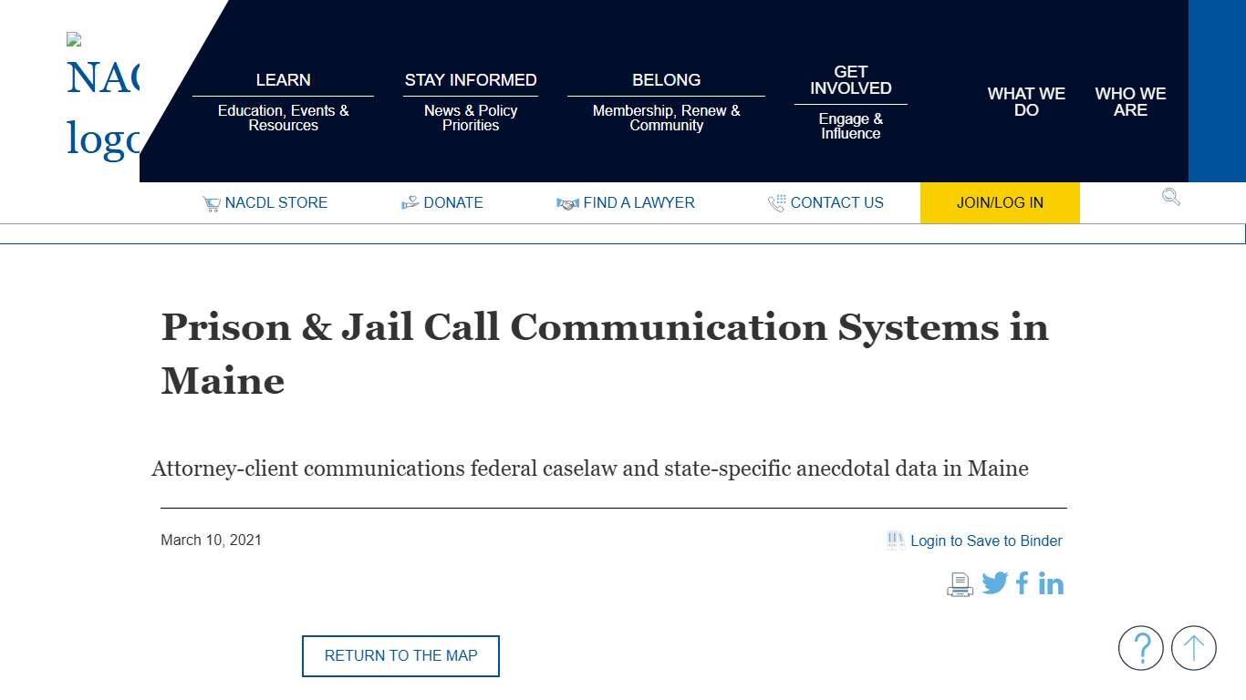NACDL - Prison & Jail Call Communication Systems in Maine