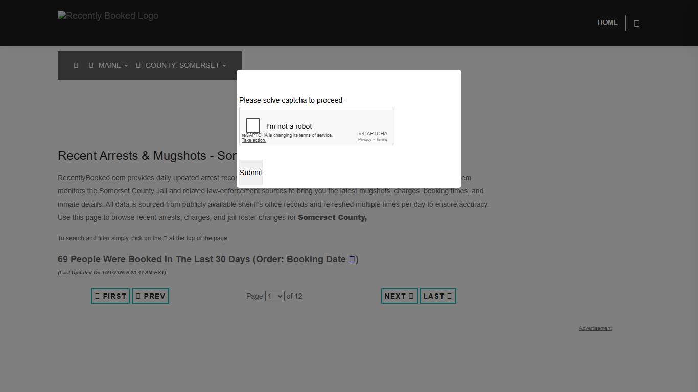 Somerset County, Maine Mugshots | RecentlyBooked.com